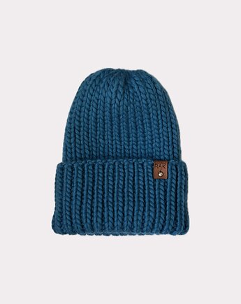 Wełniana czapka oversize - niebieska, Kocie Motki