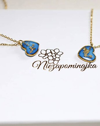 Dwa delikatne naszyjniki sky blue samorodek złota, Lovely Jewellery