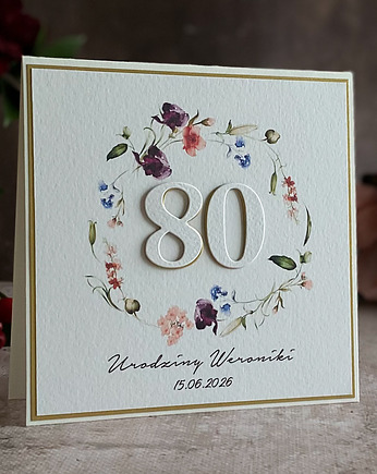 Personalizowana kartka na 80 urodziny, BH 70, Anna Art and Crafts