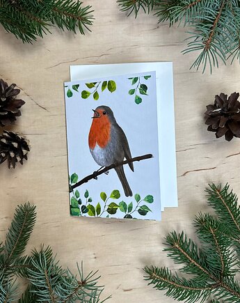 Kartka z rudzikiem, mavipoppy art