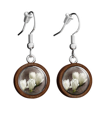 Kolczyki drewniane - Magnolia - wiszące, yenoo