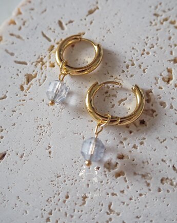 Kolczyki 2w1 z zawieszką z kamienia naturalnego, MAYBEJWLR