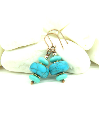 Kolczyki z howlitem i turkusem, Blue Pearl Art