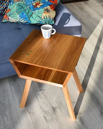 Stolik i szafka dębowa - Trapeze Night Stand, Lakefront Wood Co