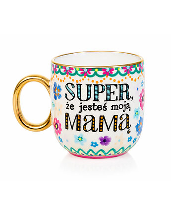 Ręcznie malowany kubek dla mamy SUPER MAMA, ka.linea