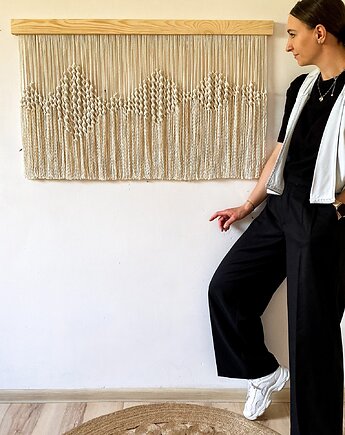 Minimalistyczna nowoczesna modernistyczna makrama  boho XXL, Zaplątana W Sznurki