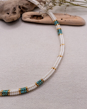 Kolorowy, ręcznie tkany naszyjnik Miyuki, blackdragonfly