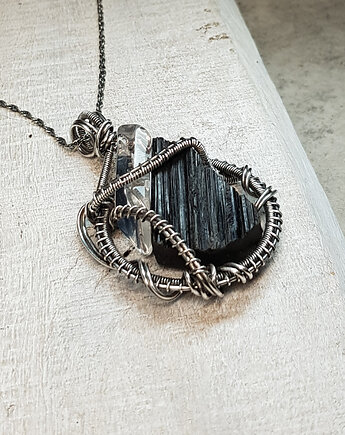 Kamienie mocy kryształ górski z turmalinem S209, JanArt