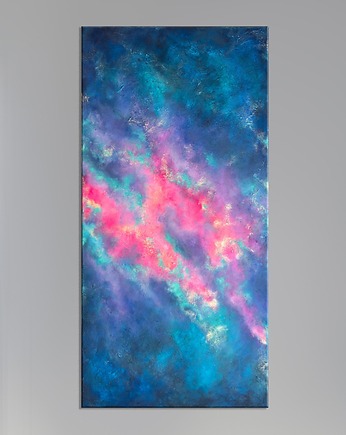 Obraz abstrakcyjny "Nebula I" 50x100 cm - granatowa abstrakcja kosmos, AnnSayuri ART