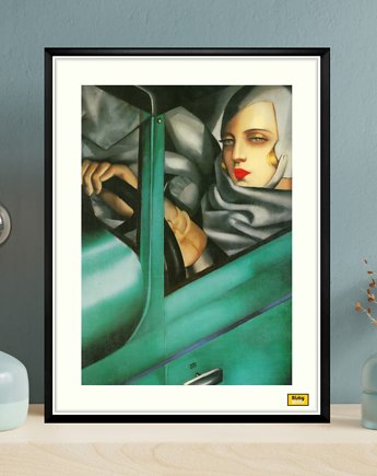 Plakat "Kobieta w zielonym Bugatti:, aut. Tamara Lempicka, RiskyWalls