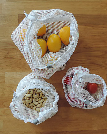 Zestaw woreczków z firanki (zero waste), Pracownia Użyteczności