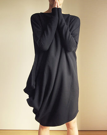 Sukienka długi rękaw asymetria Czarna Gruba, ONE MUG A DAY