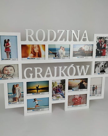 Multirama ramka na zdjęcia z napisem  Rodzina Nazwisko mdf 14 zdjęć, Wajdrew