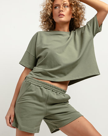 Bluza z krótkim rękawem T386, zielona, TESSITA