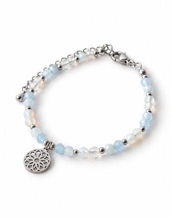 MANDALA bransoletka z kamieni - akwamaryn i opal, Greenmoon Handmade