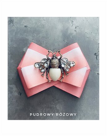 Brosza Pink Peach   z Robalem z kryształków, Pudrowy Różowy