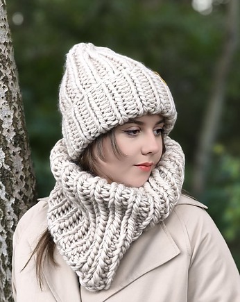 Wełniana czapka i komin- komplet zimowy peruvian WOOLY, sploteka