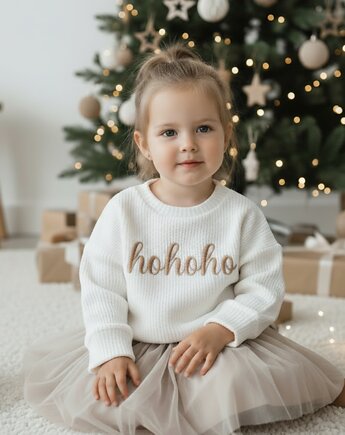 Haftowany sweterek z wiskozy premium / ecru, Pulcino shop