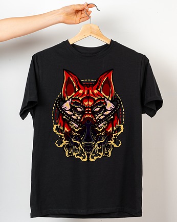 Koszulka  czarna z nadrukiem Fox in mask, ART ORGANIC