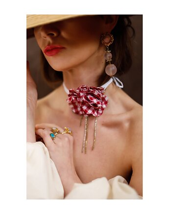 Choker w kratkę bawełniany