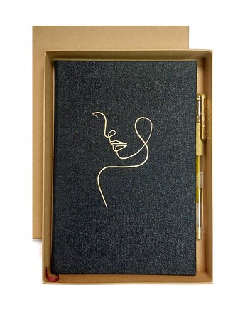 Notes Potret kobiety Gold 14x20.5 cm z pudełkiem 200 stron w linie, Pracownia Introligator Gliwice
