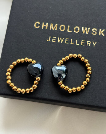 Zestaw Pierścionków Hematyt serce, Chmolowska Jewellery