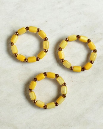 Żółty pierścionek :: summer : masa perłowa i hematyt, kaktusia