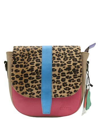 Torebka damska klasyczna skórzana regulowany pasek klapka wzór OLIVKA, Olivka Warsaw