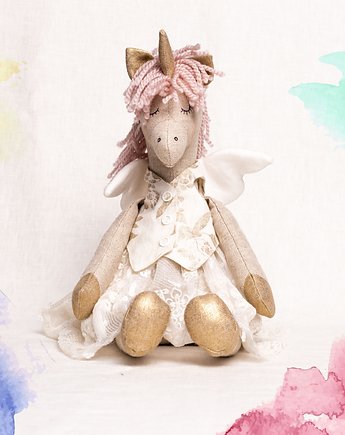 Lalka lniana Karolina jednorożec boho maskotka len L, LuluLino