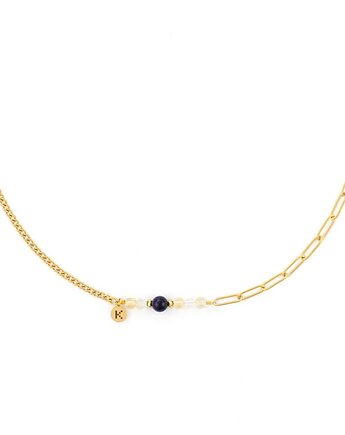 Bestseller! Naszyjnik z Cytrynem i Nocą Kairu Pozłacana stal szlachetna, Kulka Bransoletki