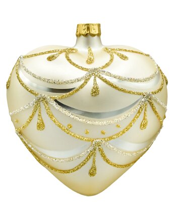 Bombka choinkowa: Serce w złotym ornamencie: matowe, Syn Bombkarza