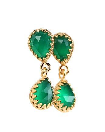 Kolczyki wiszące Jolie z agatem zielonym, Blooming Stones