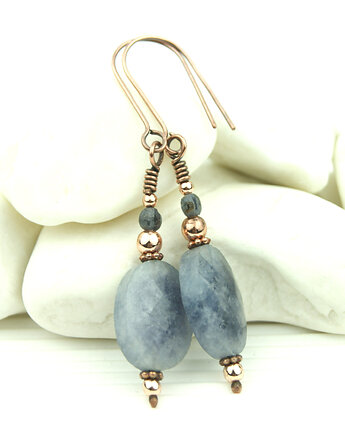 Kolczyki z akwamarynem i szafirem, Blue Pearl Art