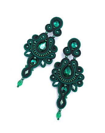 Kolczyki sutasz zielone "Magnolia" długie eleganckie w formie kwiatu, Katrina Rossa