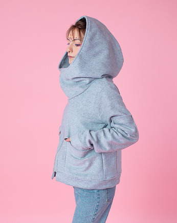 Kurtka wełniana z podszewką , duży kaptur, NavahoClothing