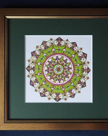 Ręcznie malowana zielona MANDALA SERCE, ka.linea