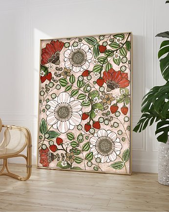Plakat Kwiaty z truskawkami II 60x90cm, Malgorzata Domanska