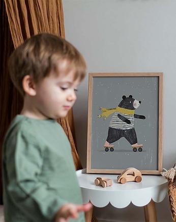 Plakat Miś na rolkach - Plakaty Na Ścianę Dla Dzieci, Dekoracjan