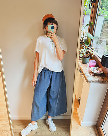 Spodnie lniane BAMBINO /Indygo/, FLORISTA