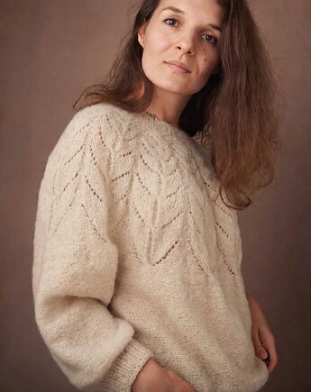 Sweter SUESE, alpaka I jedwab, w kolorze owsiane go mleka gotowy do wysylki, Knit Couture