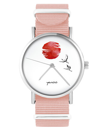 Zegarek - Żurawie - brzoskwiniowy róż, yenoo