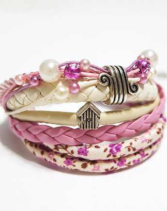 Bransoletka - Różowy domek - rzemienie, yenoo