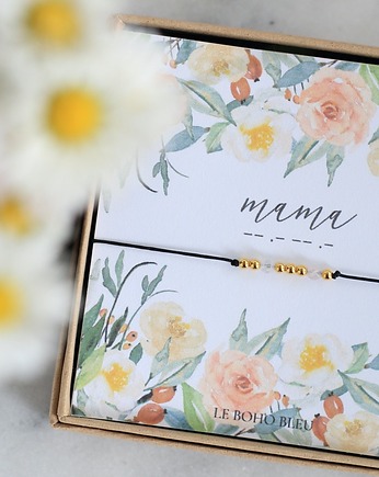 MAMA - Alfabet Morse'a - Bransoletka z kwarcem różowym, Le Boho Bleu