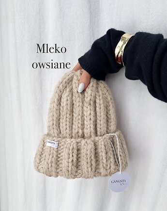 Czapka Nordic 100% wełna *mleko owsiane*, GANGSTA KNIT