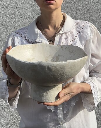 Ceramiczna Misa na Cokole XL Rustic White Skandynawski Styl, Maison Fragile