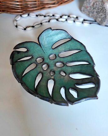 Ceramiczna mydelniczka - liść monstrea, ArtByLeika