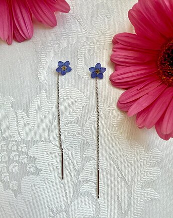 Romantyczne kolczyki przeciągane z prawdziwymi niezapominajkami , Blask Natury