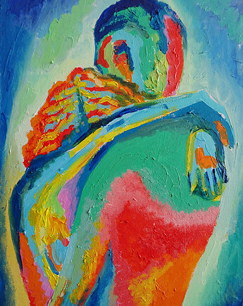 Kolorowy obraz portret para zakochanych, alice oil on canvas