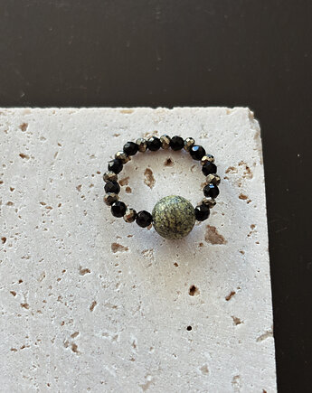 Pierścionek elastyczny Onyks, Chmolowska Jewellery