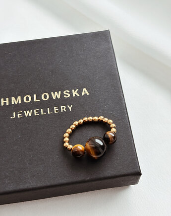 Pierścionek elastyczny Tygrysie Oko, Chmolowska Jewellery